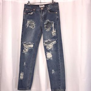 ONE TEASPOON- DEMIN JEANS/ RIPPED/ LIGHT WASH